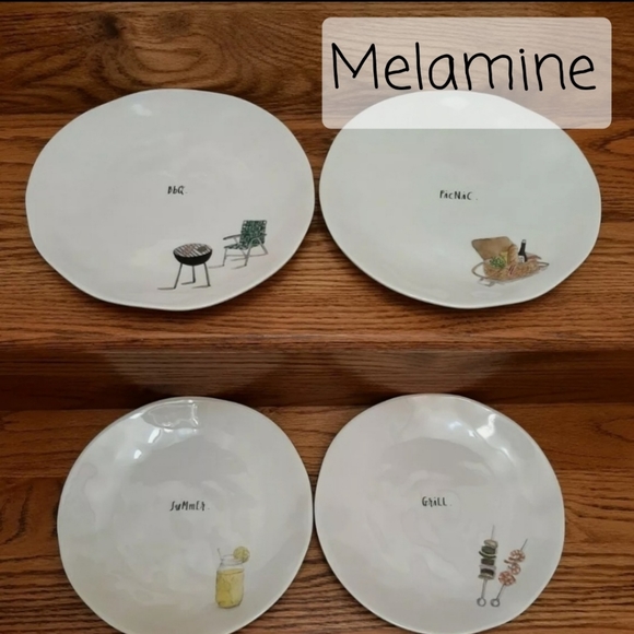 Rae Dunn Other - Rae Dunn Picnic Time 10" PICNIC GRILL SUMMER BBQ Melamine plates (4 plates)
